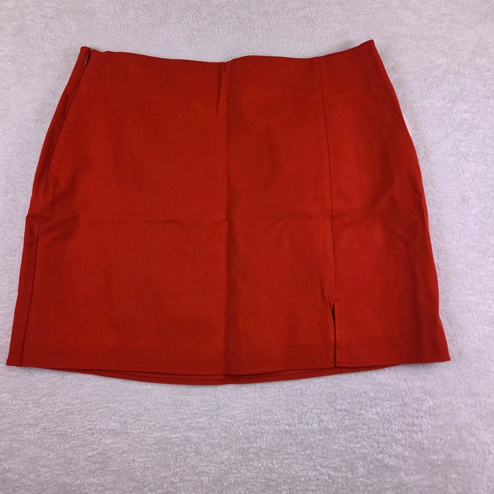 Old Navy Womens Red Faux Suede Side Slit Mini Skirt Size L High Waisted 4168
